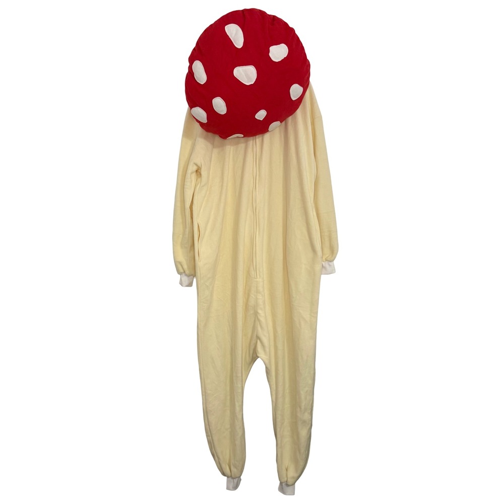 Unbranded Mushroom Costume Adult XL Red Cream Good Fleece Jumpsuit Toadstool